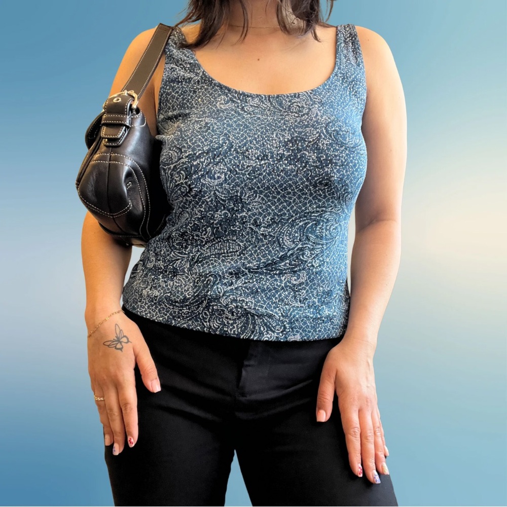 Blue Patterned Women's Top